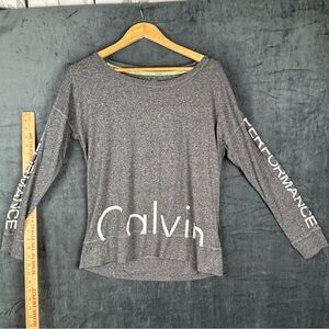 Calvin Klein Gray Performance Graphic 3/4 Sleeve Tee Sz S